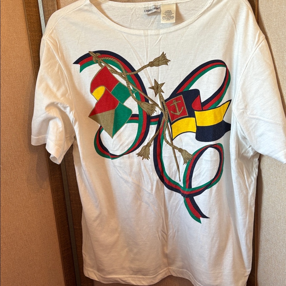 Cabin Creek White T-Shirt with a nautical look large